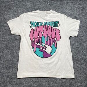 Jesus Loves You JLY Outpour Graphic T-Shirt White Pink Large Holy Spirit Mens